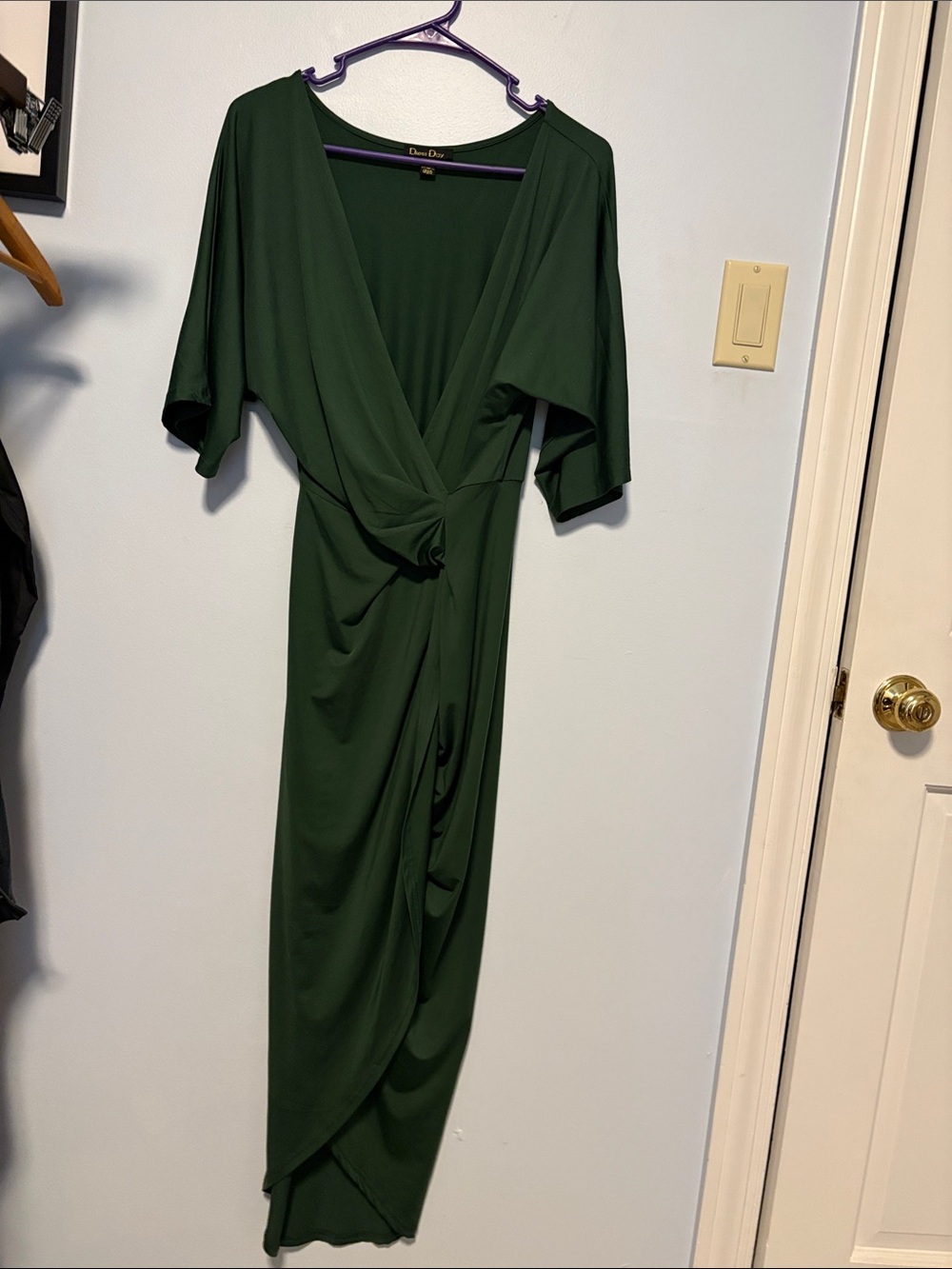 Elegant Green Wrap Midi Dress - Classic Women's Dress